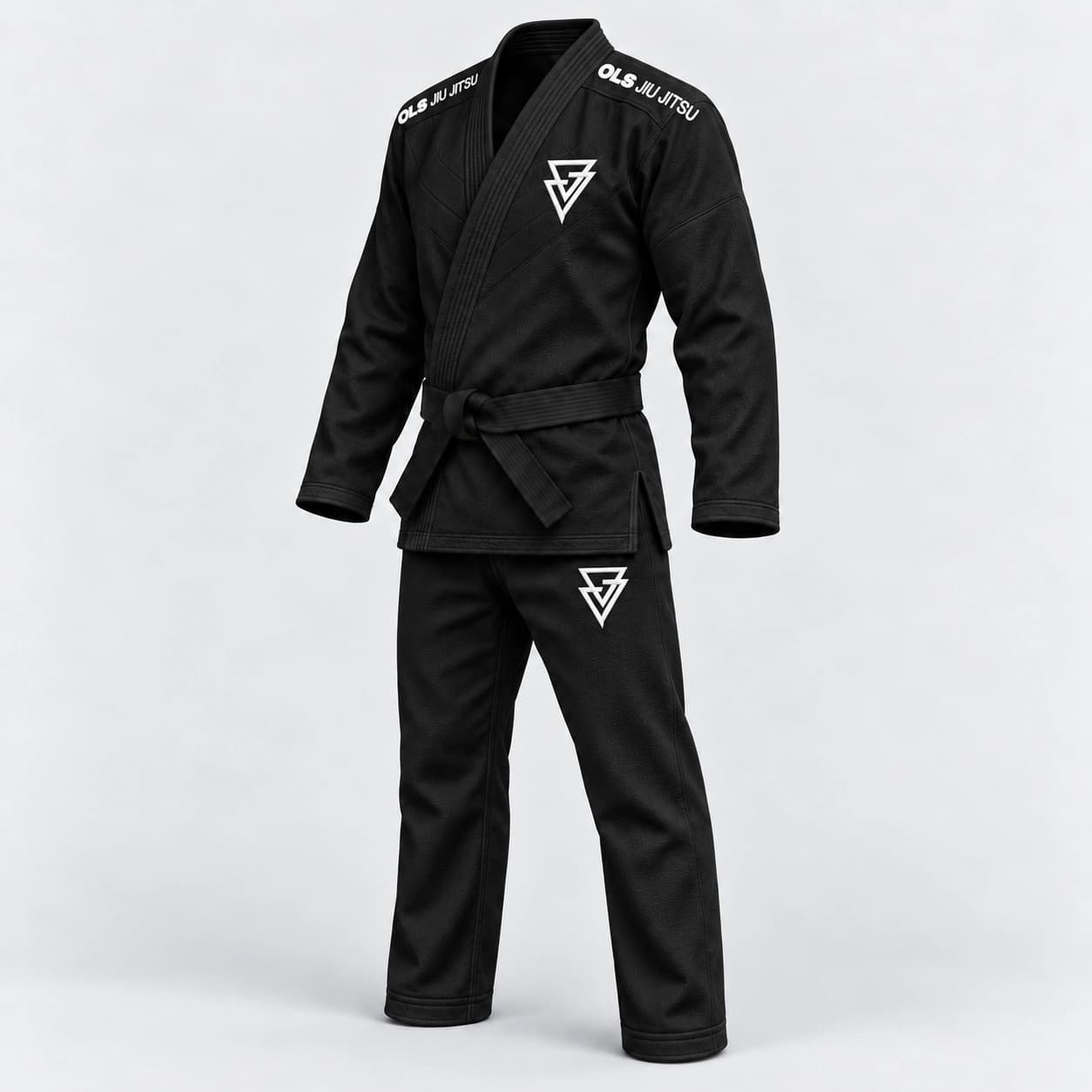 Kimono OLS preto, visto de três quartos